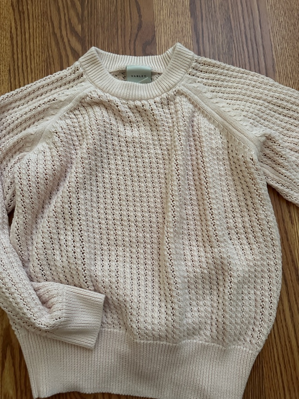 Varley light pink Open Weave Crewneck Sweater